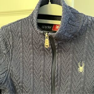 Spyder Women's Navy Fleece Lined  Zip Sweater Jacket
